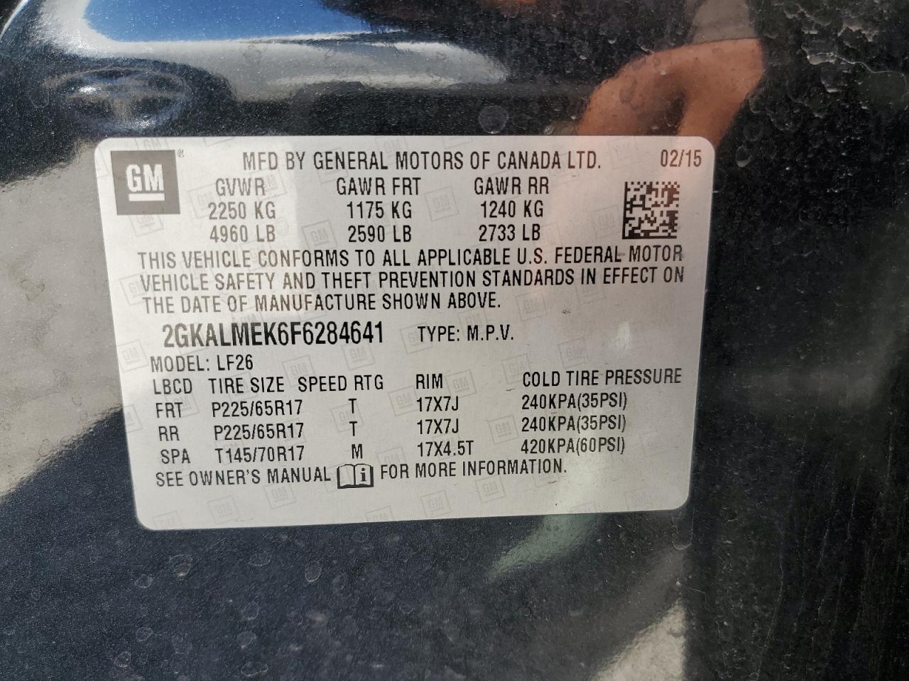 2GKALMEK6F6284641 2015 GMC Terrain Sle