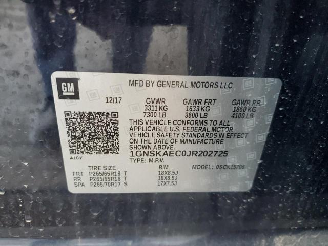 2018 CHEVROLET TAHOE K150 - 1GNSKAEC0JR202725