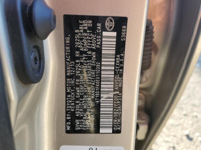 2014 Toyota Camry Hybrid VIN: 4T1BD1FK0EU110392 Lot: 46506114