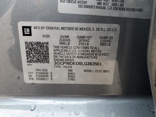 2020 CHEVROLET SILVERADO - 3GCPWDED0LG363561