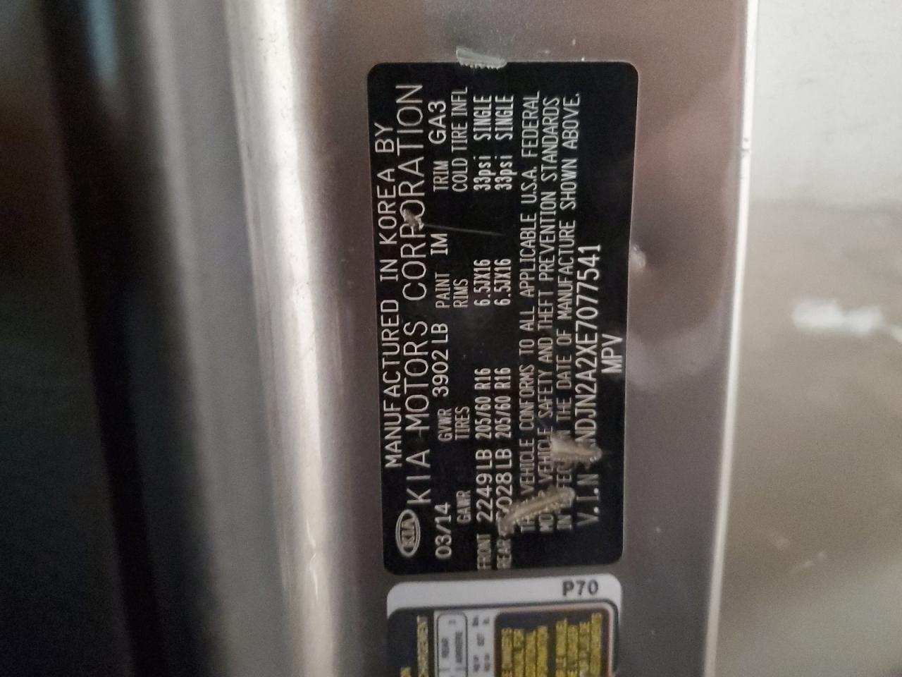 KNDJN2A2XE7077541 2014 Kia Soul