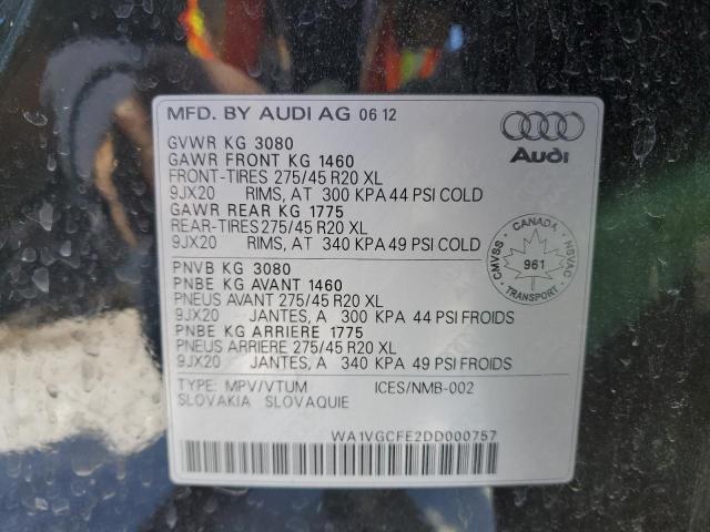 2013 Audi Q7 Prestige VIN: WA1VGCFE2DD000757 Lot: 47673624