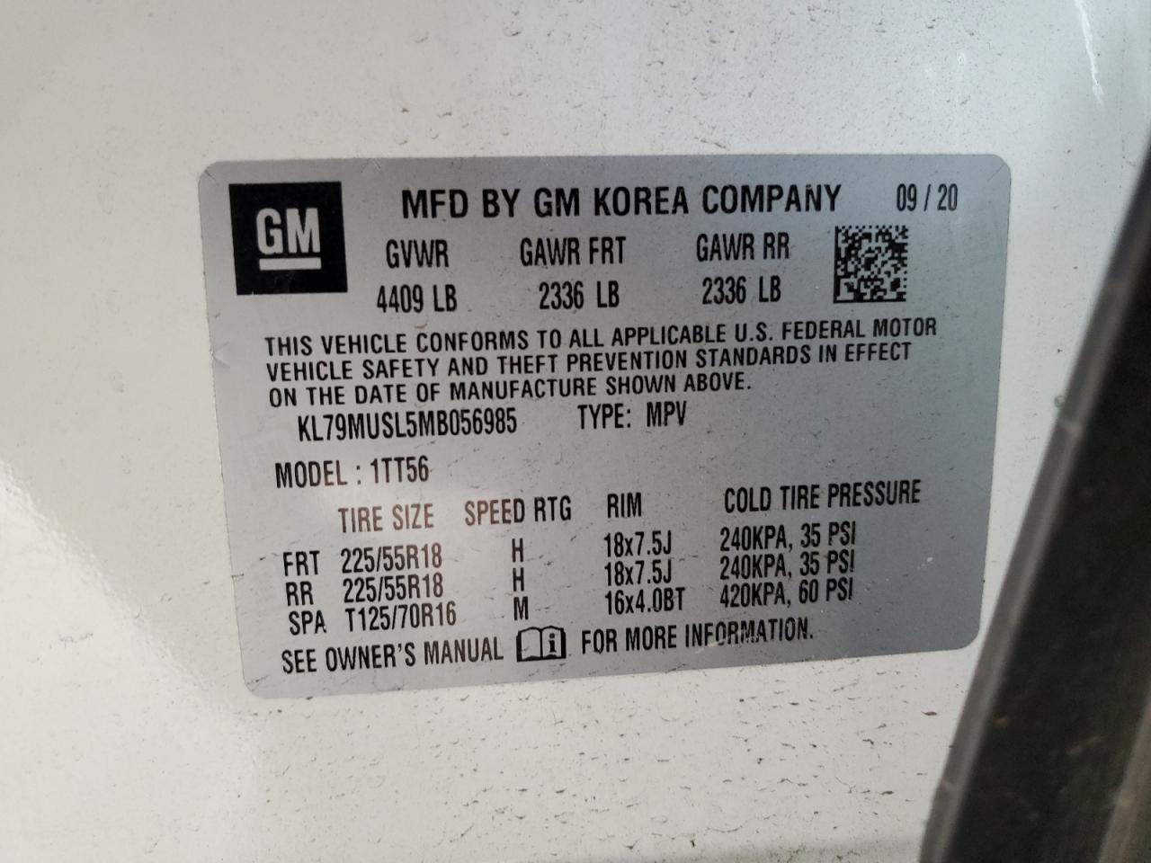 KL79MUSL5MB056985 2021 Chevrolet Trailblazer Rs