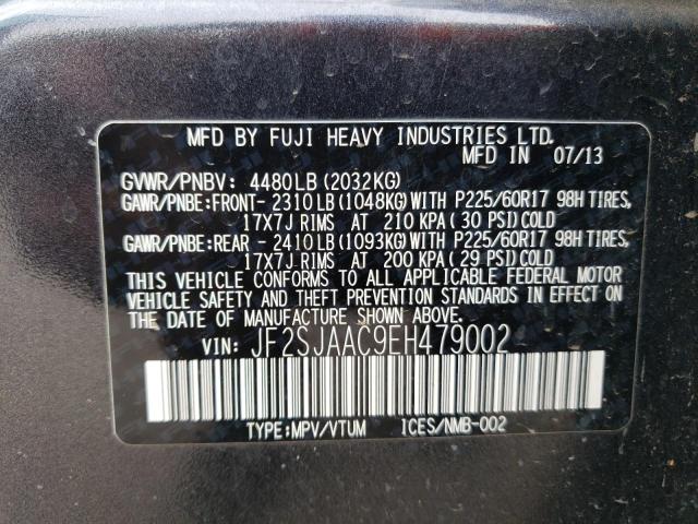 2014 Subaru Forester 2.5I VIN: JF2SJAAC9EH479002 Lot: 46595314