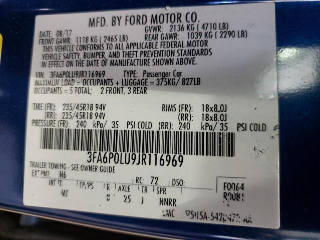 VIN 3FA6P0LU9JR116969 2018 Ford Fusion, Se Hybrid no.12