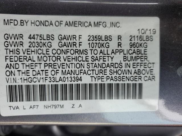 1HGCV1F33LA013394 2020 HONDA ACCORD - Image 12