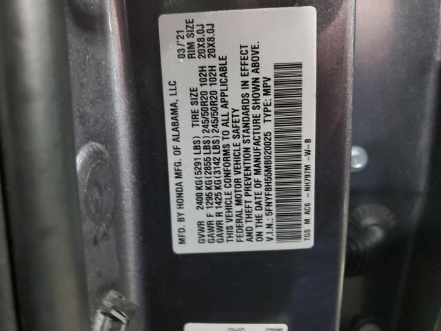 5FNYF8H55MB020025 2021 Honda Passport Exl