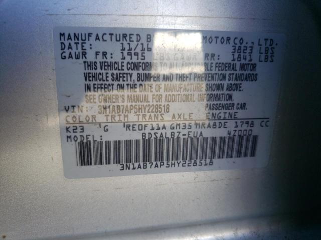 2017 Nissan Sentra S VIN: 3N1AB7AP5HY228518 Lot: 46373584