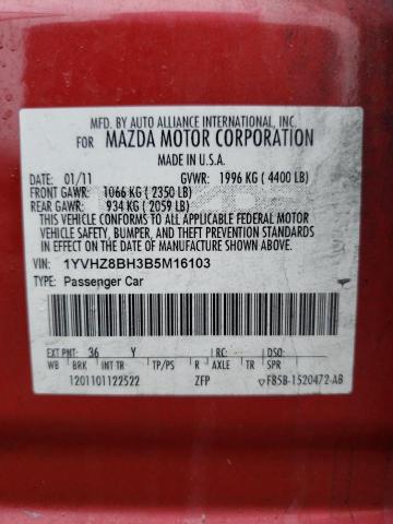 2011 Mazda 6 I VIN: 1YVHZ8BH3B5M16103 Lot: 45362844
