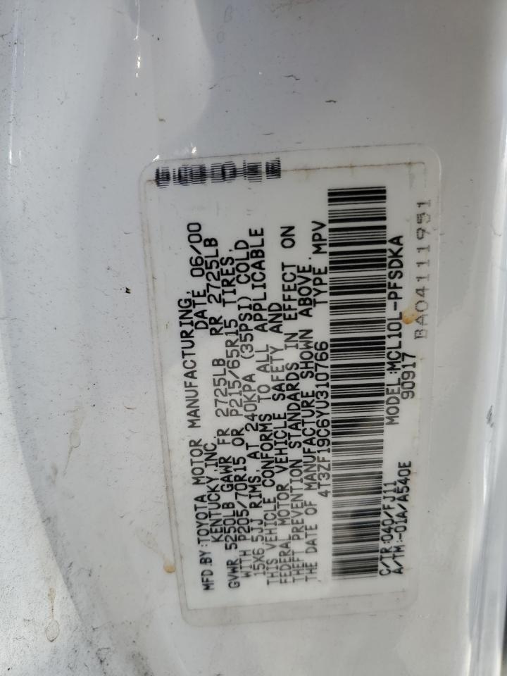 4T3ZF19C6YU310766 2000 Toyota Sienna Ce