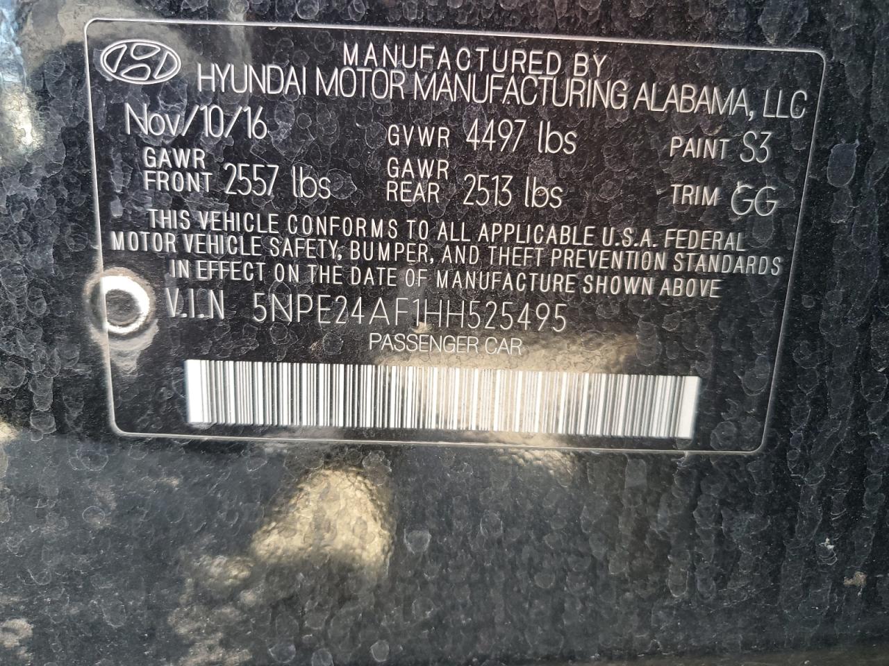 5NPE24AF1HH525495 2017 Hyundai Sonata Se