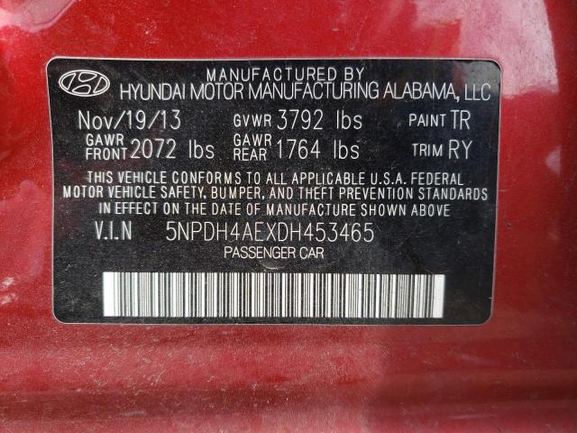 2013 Hyundai Elantra Gls VIN: 5NPDH4AEXDH453465 Lot: 47366804