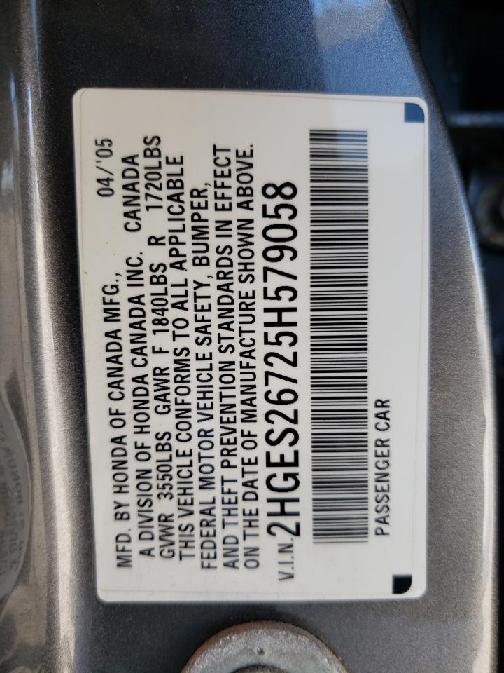 2HGES26725H579058 2005 Honda Civic Ex