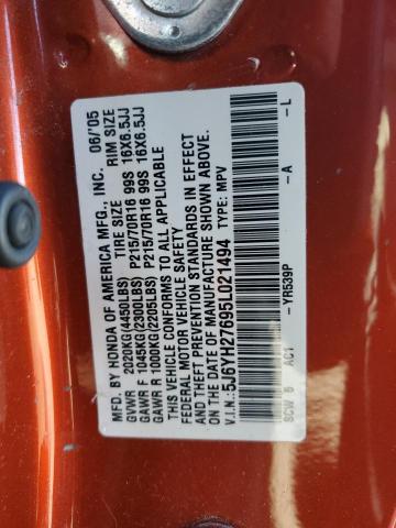 2005 Honda Element Ex VIN: 5J6YH27695L021494 Lot: 46569494