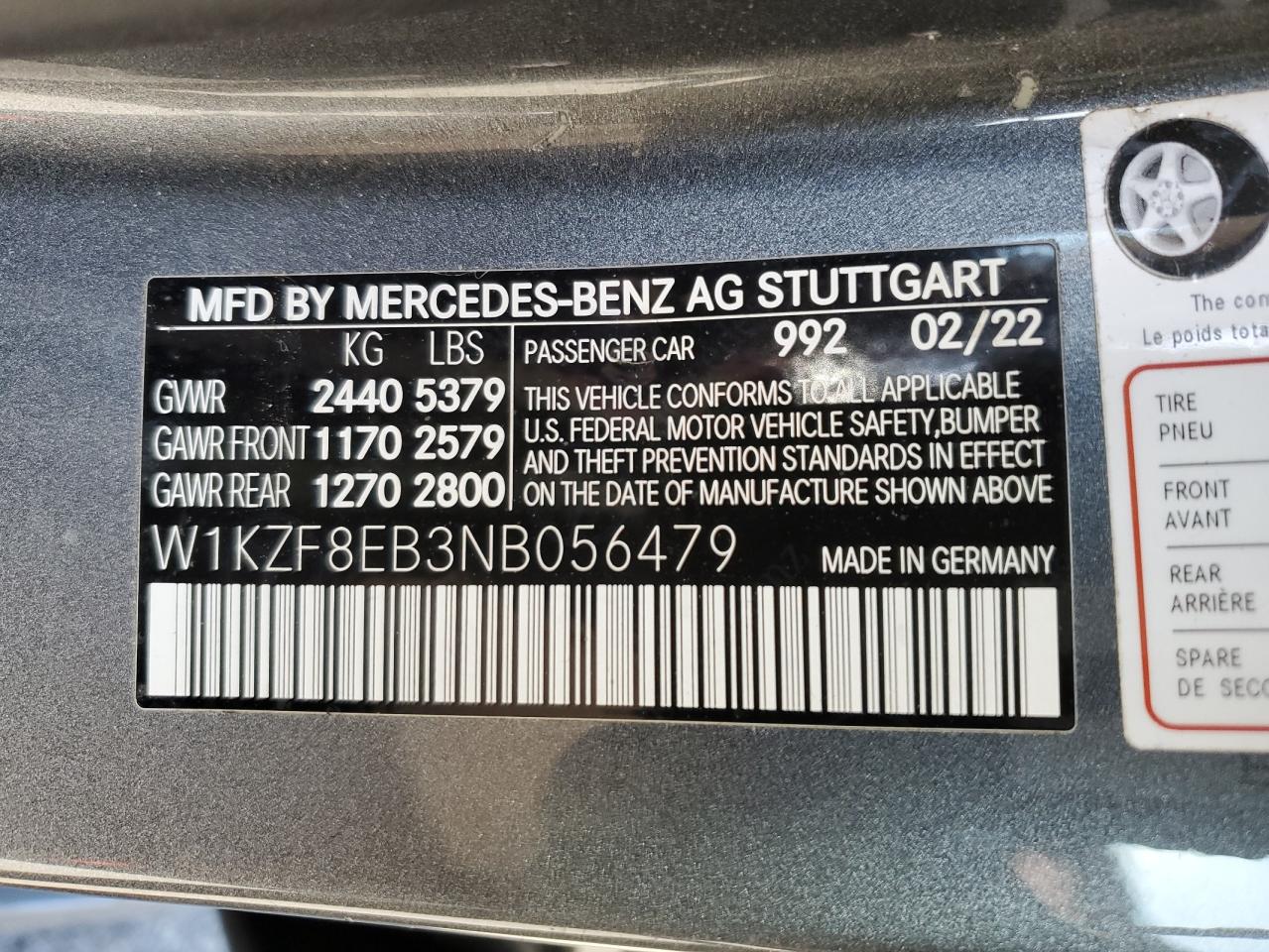 W1KZF8EB3NB056479 2022 Mercedes-Benz E 350 4Matic