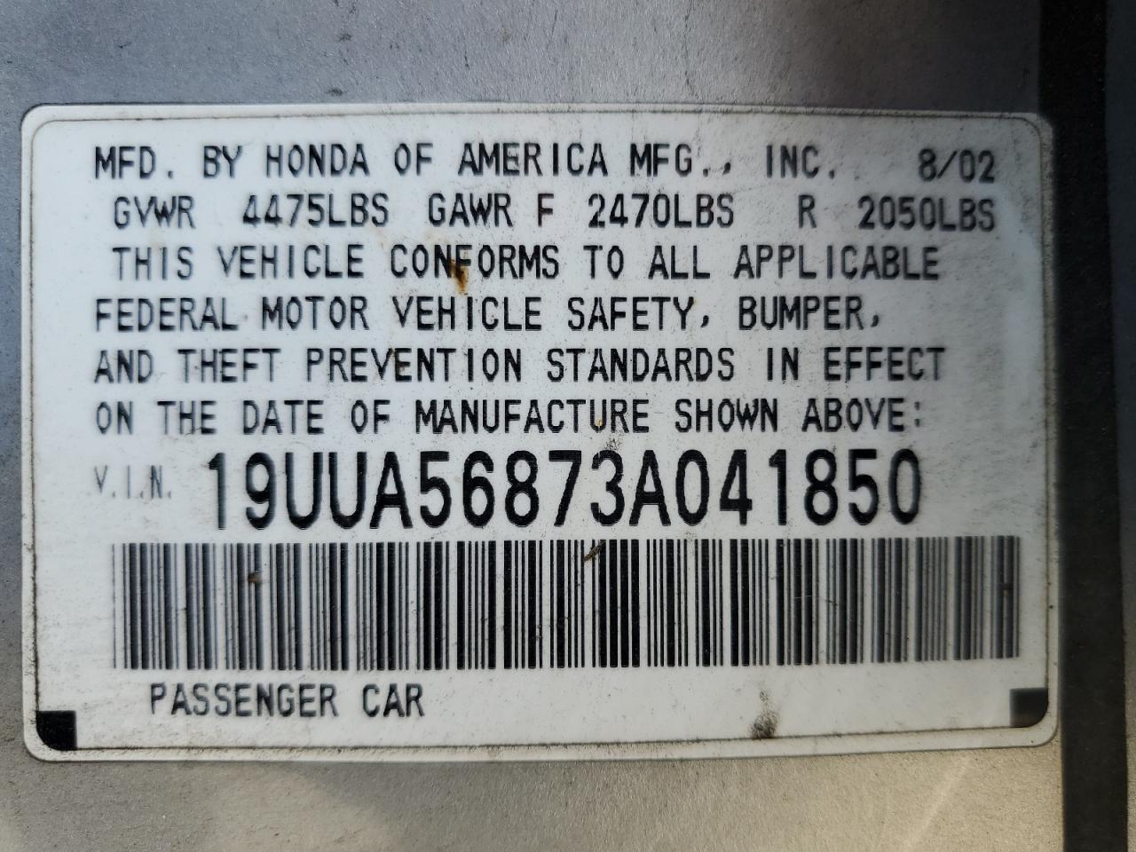 19UUA56873A041850 2003 Acura 3.2Tl Type-S