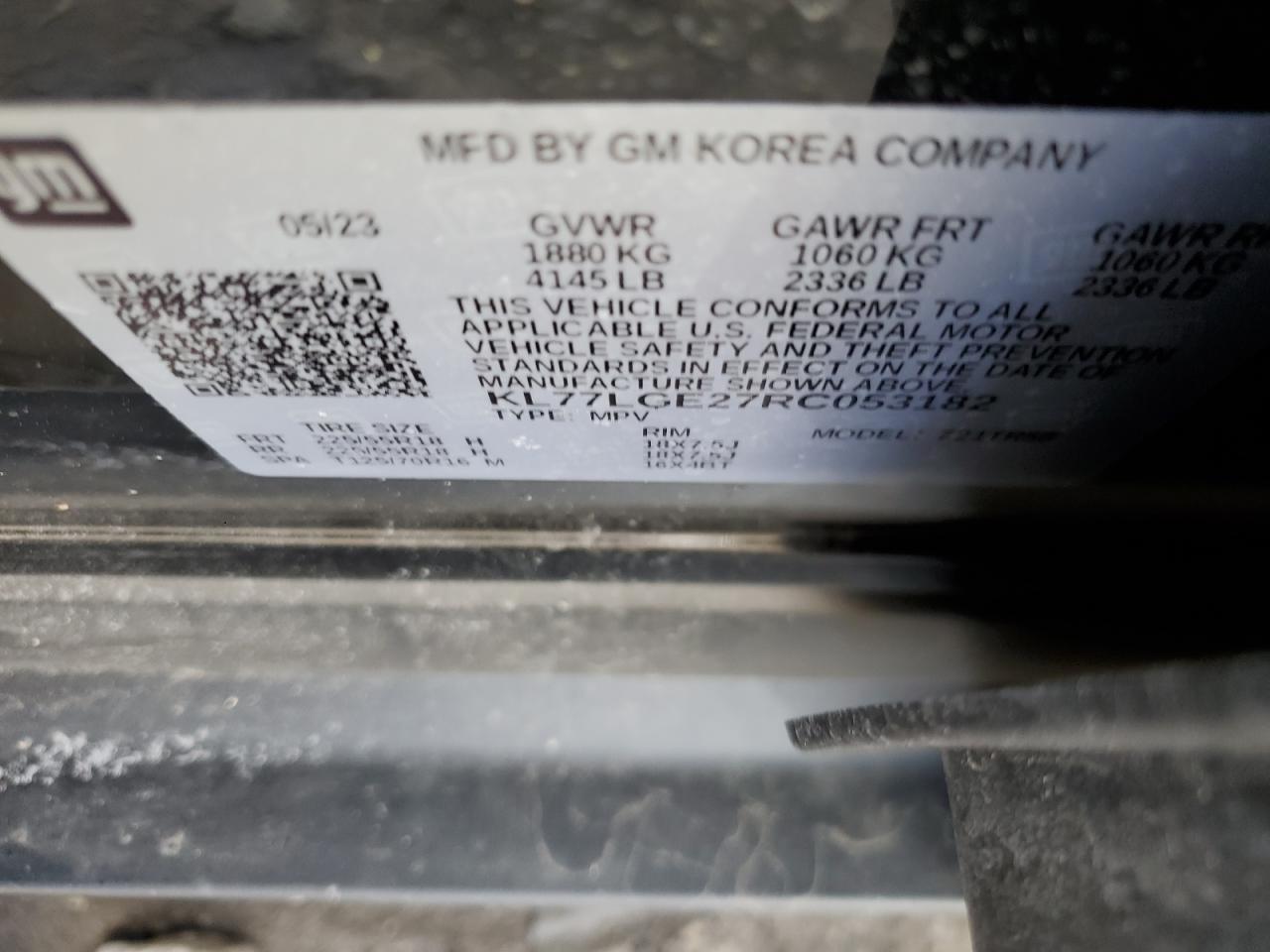 KL77LGE27RC053182 CHEVROLET TRAX 1RS 2024