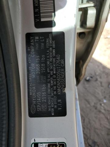 2005 Hyundai Elantra Gls VIN: KMHDN56D05U177640 Lot: 46093414