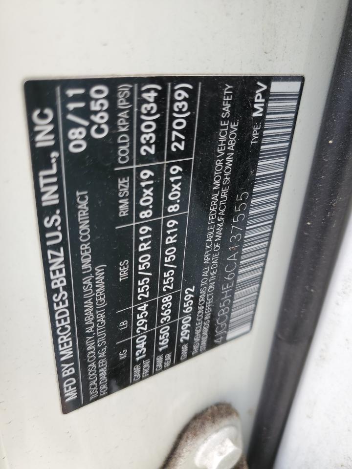 4JGCB5HE6CA137555 2012 Mercedes-Benz R 350 4Matic