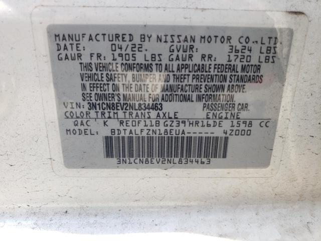 2022 Nissan Versa Sv VIN: 3N1CN8EV2NL834463 Lot: 48072284