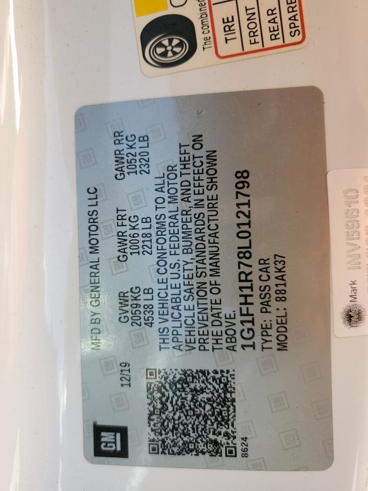 VIN: 1G1FH1R78L0121798 2020 CHEVROLET CAMARO