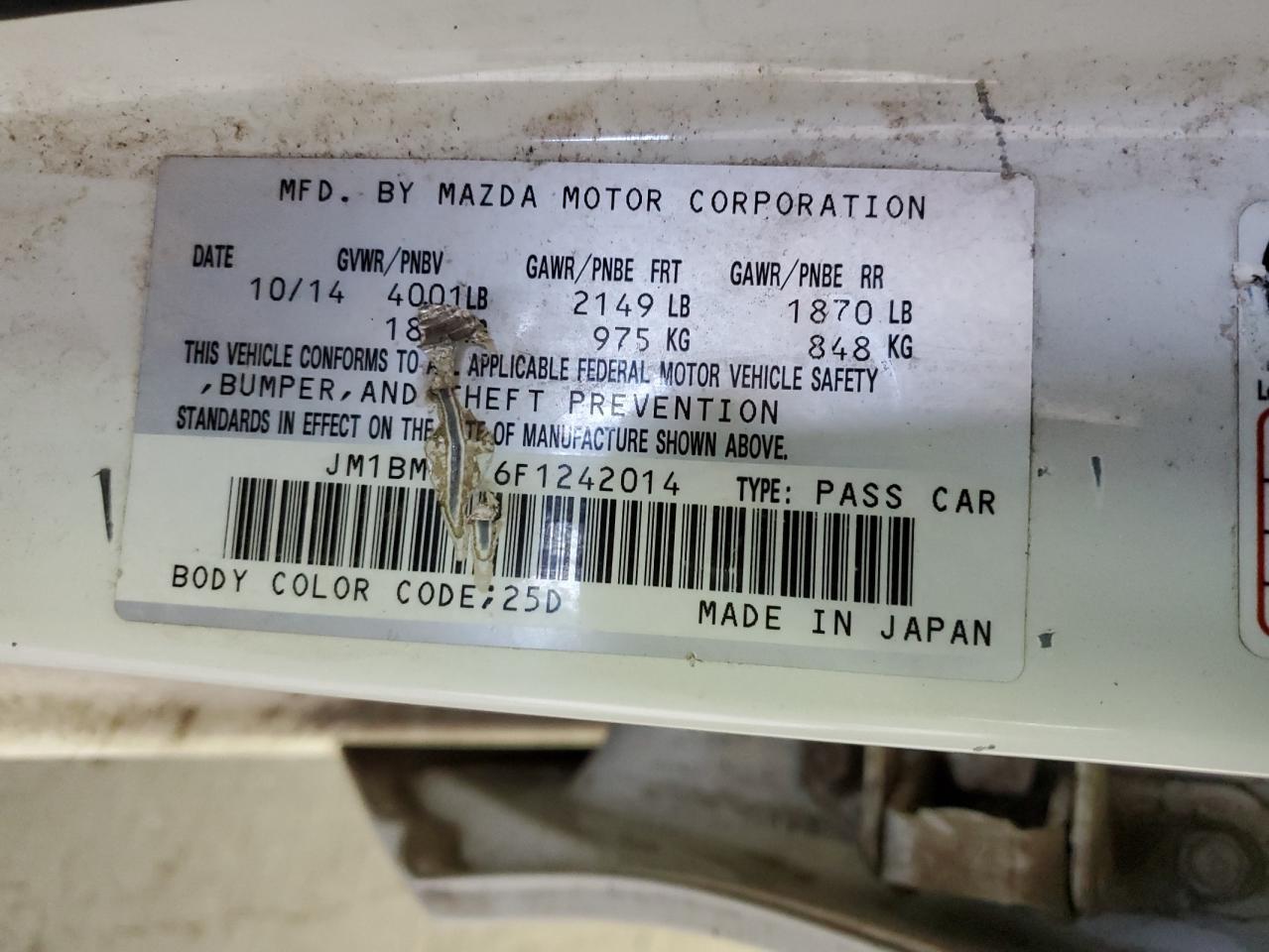 JM1BM1U76F1242014 2015 Mazda 3 Sport