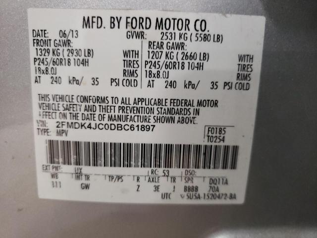 2013 Ford Edge Sel VIN: 2FMDK4JC0DBC61897 Lot: 46122354