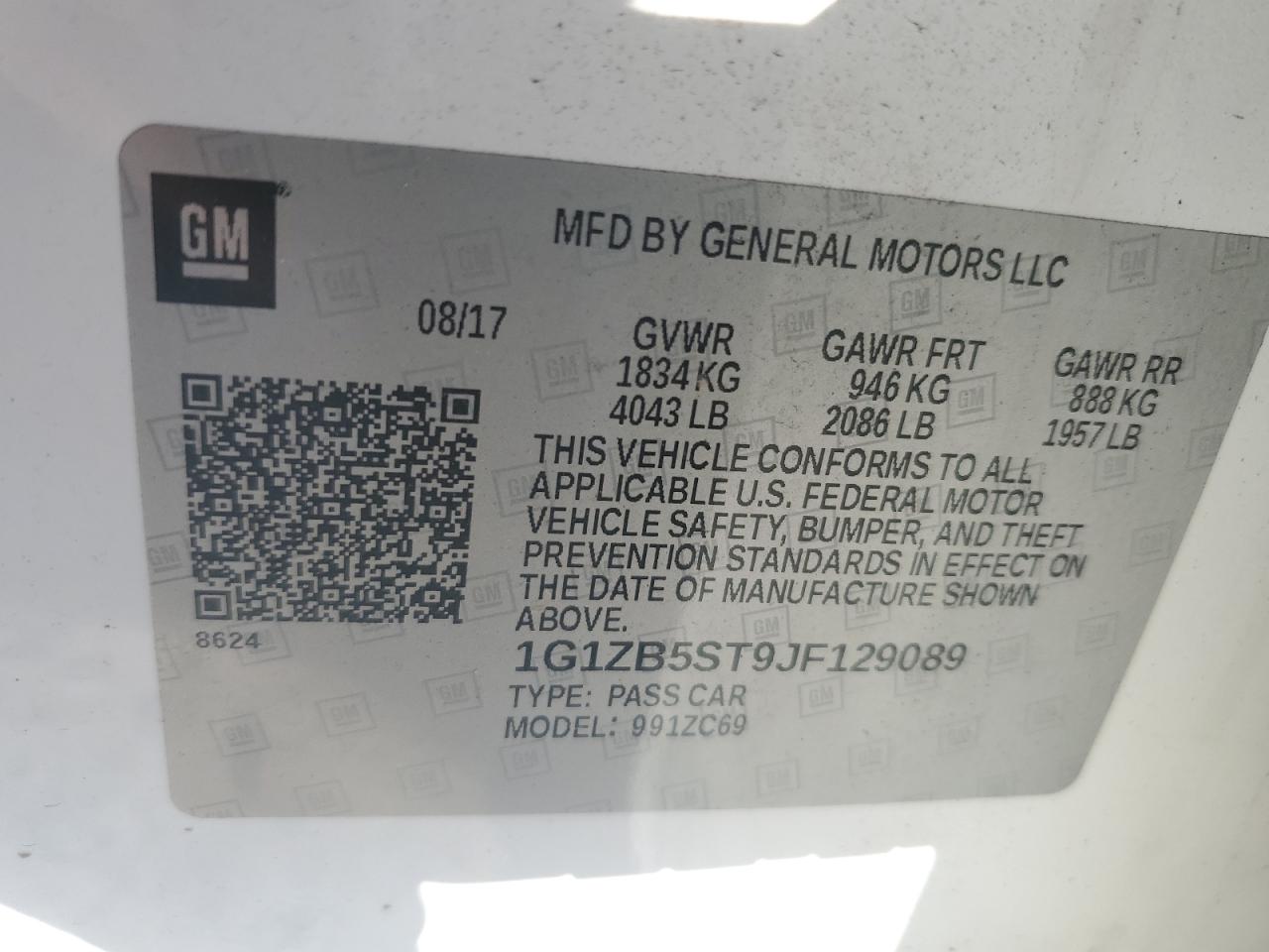 1G1ZB5ST9JF129089 2018 Chevrolet Malibu Ls