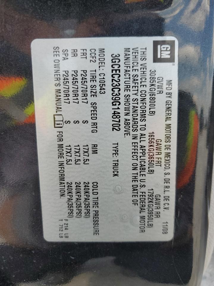 3GCEC23C39G148702 2009 Chevrolet Silverado C1500 Lt