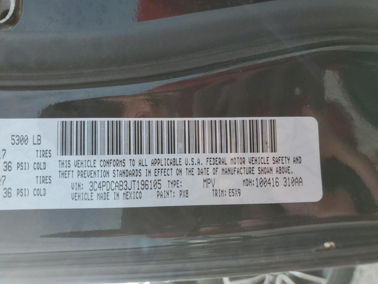 3C4PDCAB3JT196105 2018 Dodge Journey Se