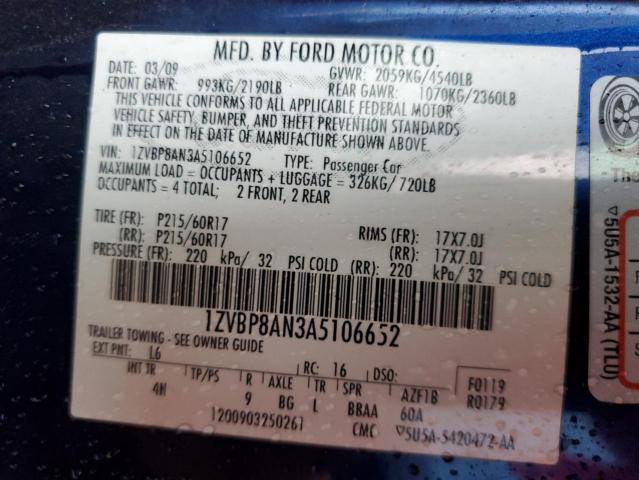 2010 Ford Mustang VIN: 1ZVBP8AN3A5106652 Lot: 45484984