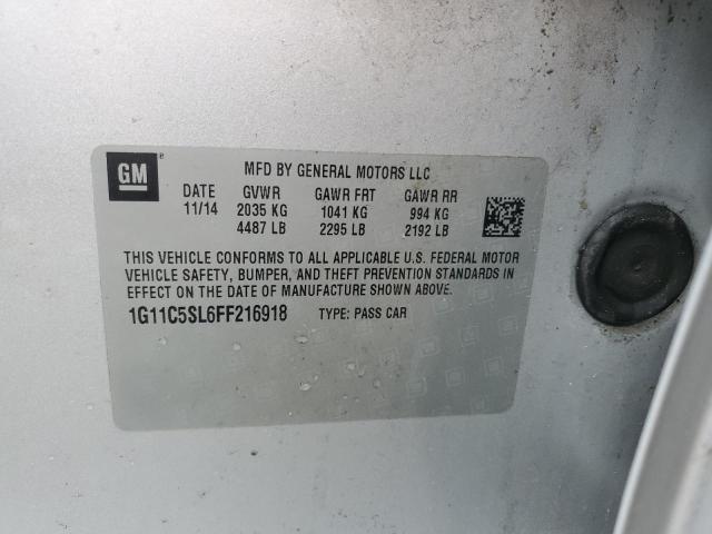 2015 Chevrolet Malibu 1Lt VIN: 1G11C5SL6FF216918 Lot: 47020834
