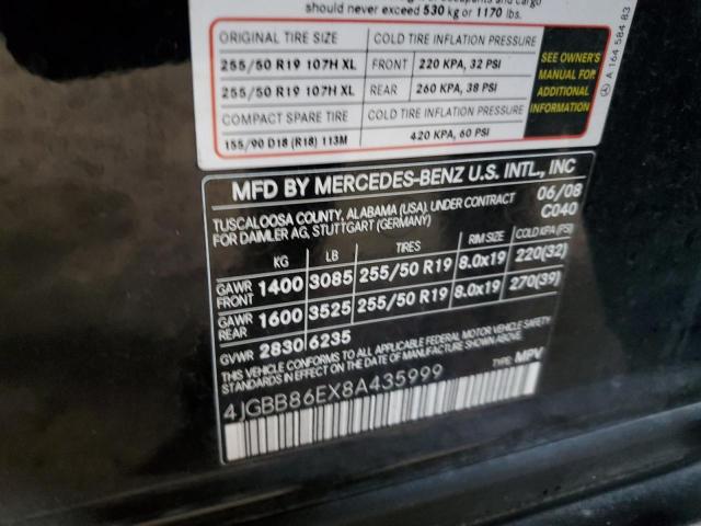 2008 Mercedes-Benz Ml 350 VIN: 4JGBB86EX8A435999 Lot: 46956974