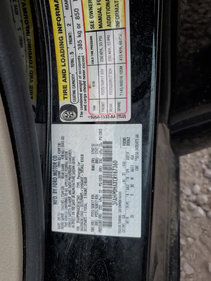 3FAHP0HAXCR167360 2012 Ford Fusion Se