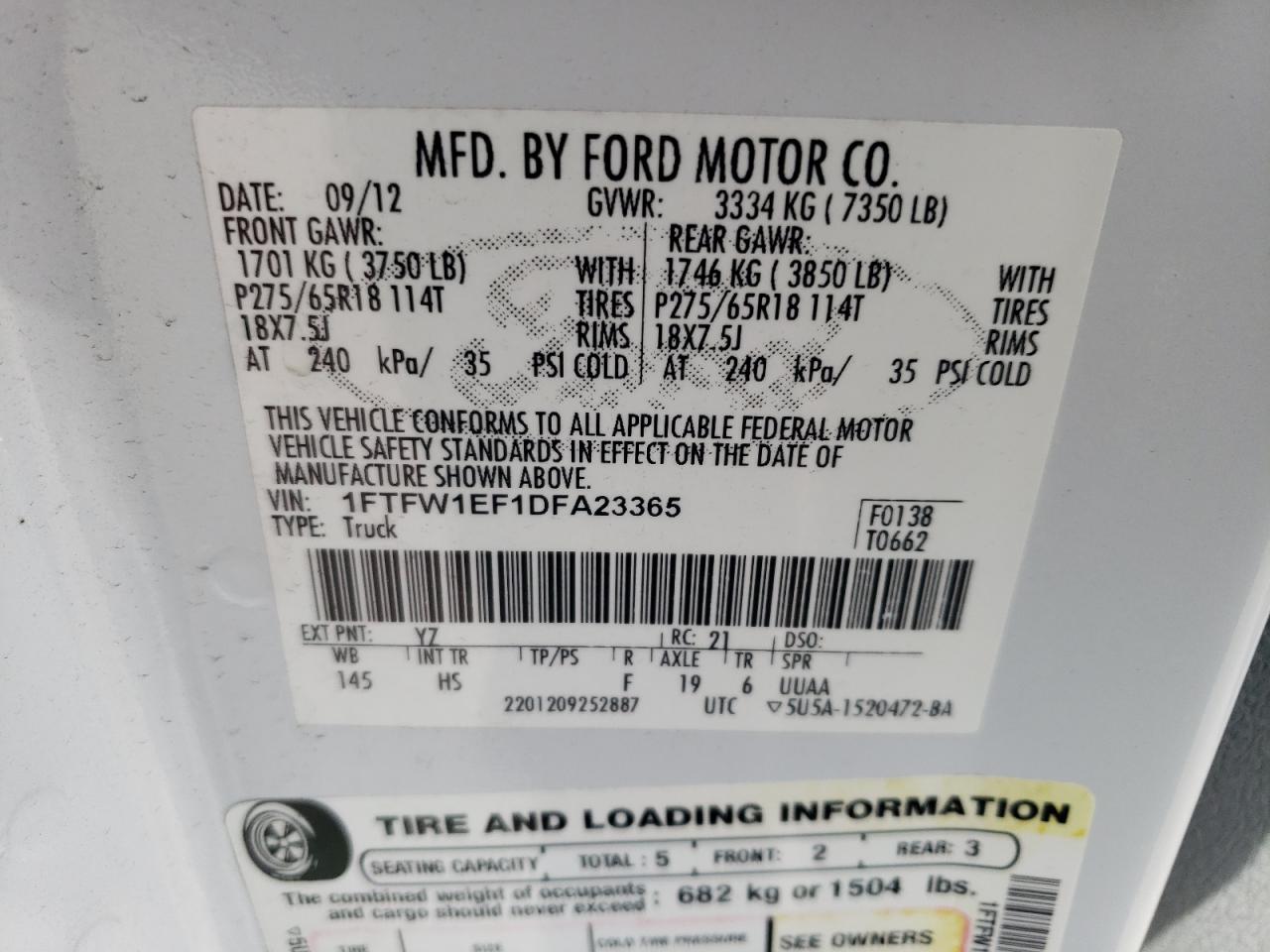 1FTFW1EF1DFA23365 2013 Ford F150 Supercrew