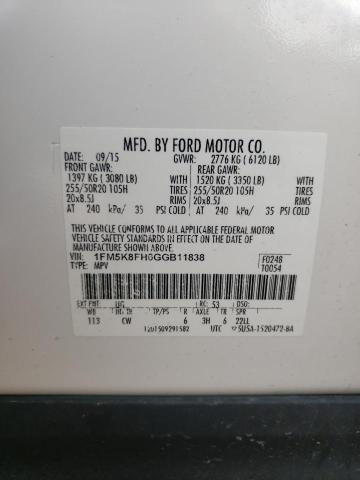 2016 FORD EXPLORER L - 1FM5K8FH6GGB11838