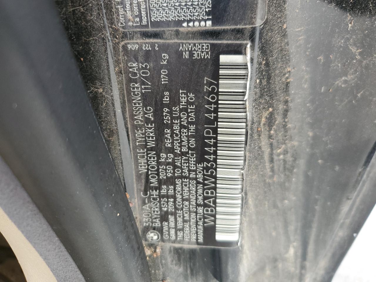 wbabw53444pl44637 WBABW53444PL44637 2004 BMW 330 Ci