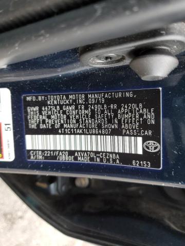 VIN 4T1C11AK1LU864807 2020 Toyota Camry, LE no.12