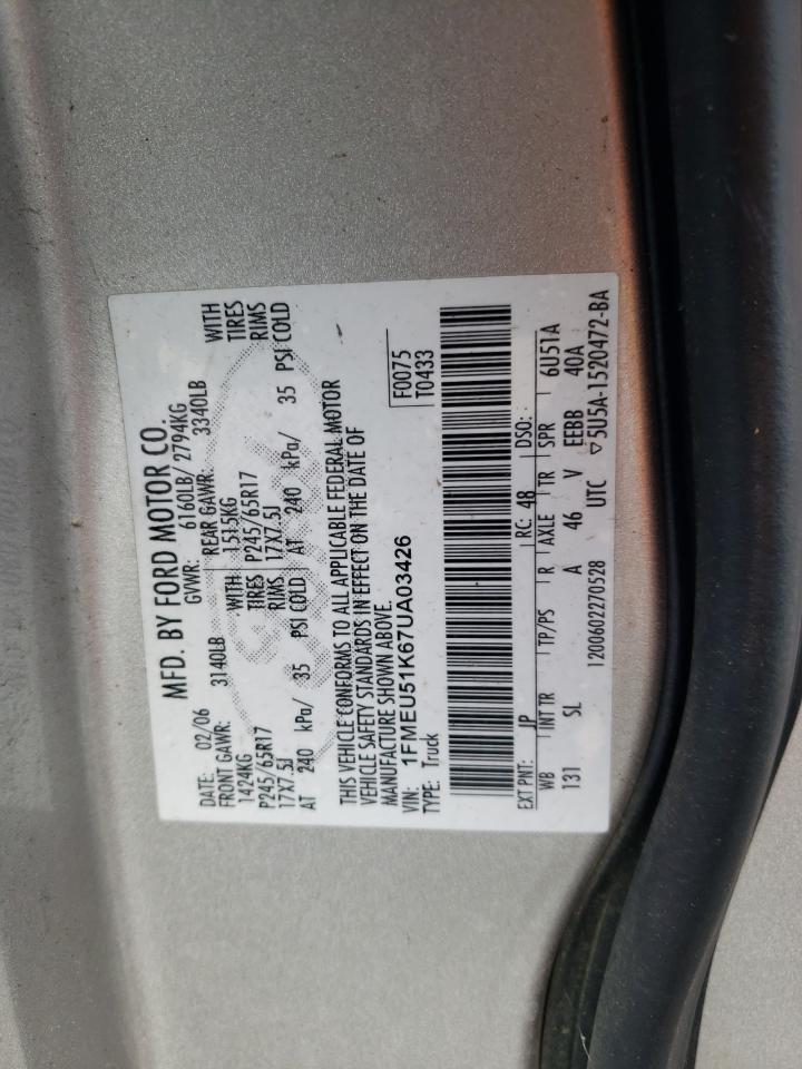 1fmeu51k67ua03426 1FMEU51K67UA03426 2007 Ford Explorer Sport Trac Xlt
