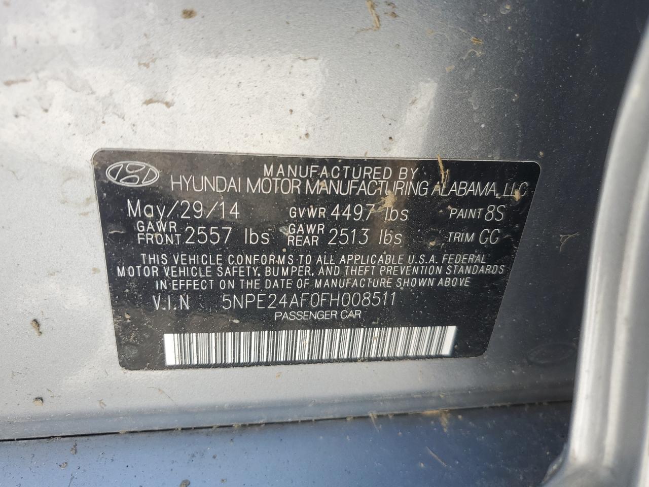 5NPE24AF0FH008511 2015 Hyundai Sonata Se