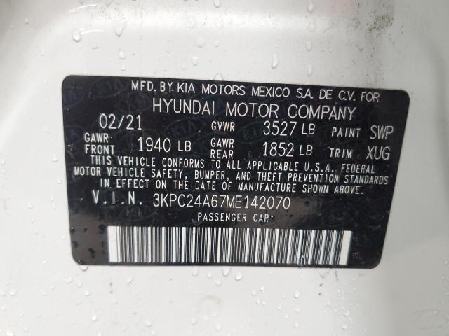 2021 Hyundai Accent Se VIN: 3KPC24A67ME142070 Lot: 45917354