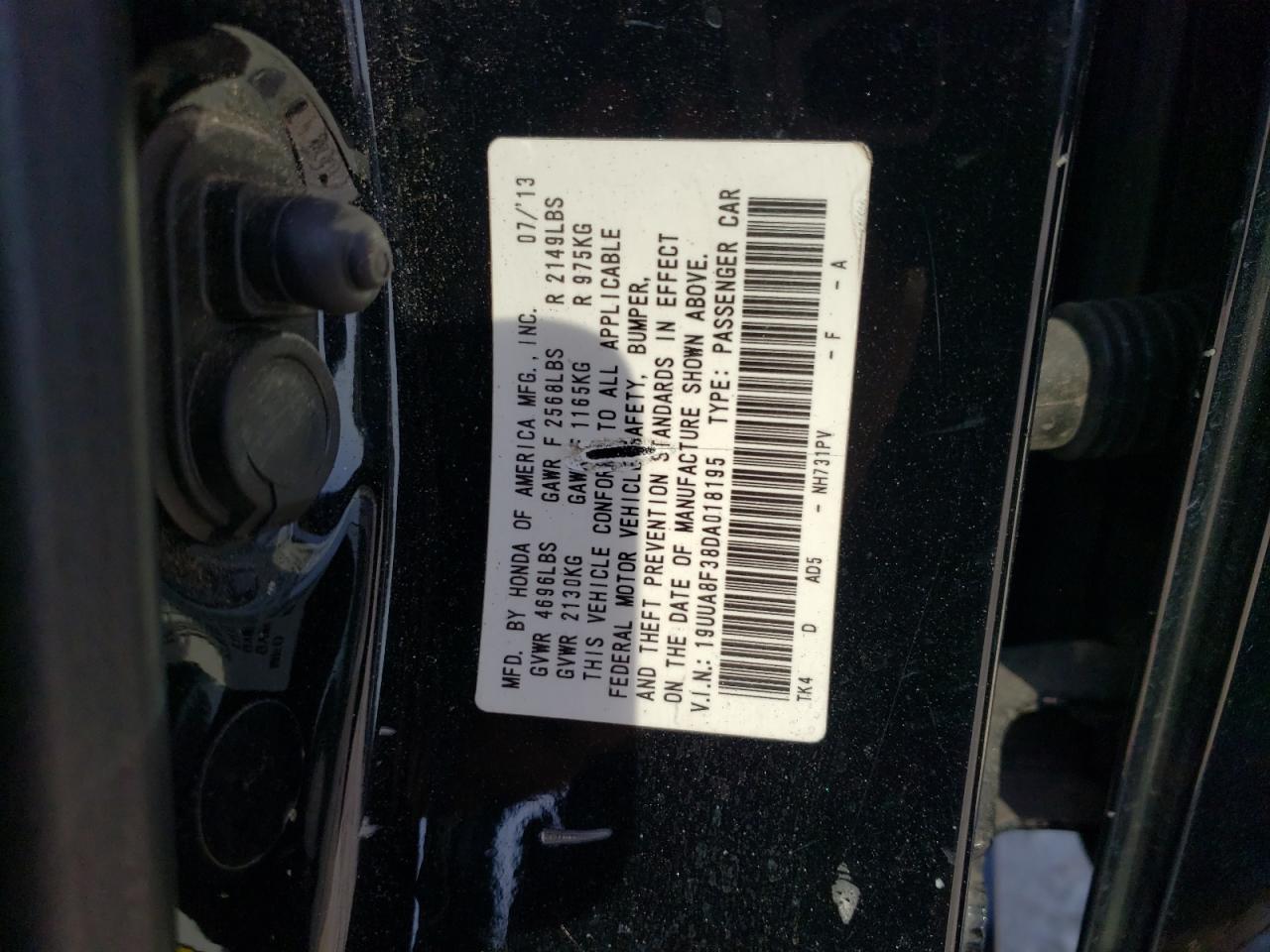 19UUA8F38DA018195 2013 Acura Tl Se