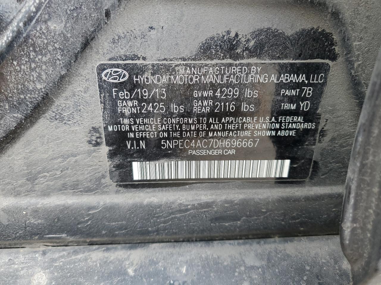 5NPEC4AC7DH696667 2013 Hyundai Sonata Se