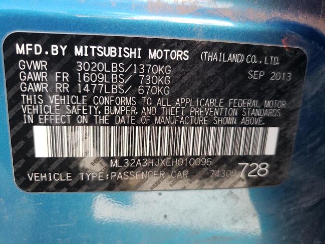 2014 Mitsubishi Mirage De VIN: ML32A3HJXEH010096 Lot: 47160634