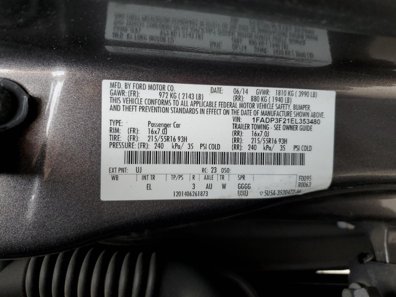 1FADP3F21EL353480 2014 Ford Focus Se