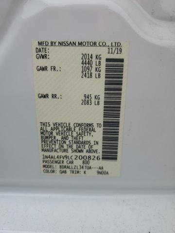2020 NISSAN ALTIMA PLA - 1N4AL4FV9LC200826