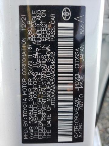 2022 TOYOTA MIRAI LE JTDAAAAA5NA004643