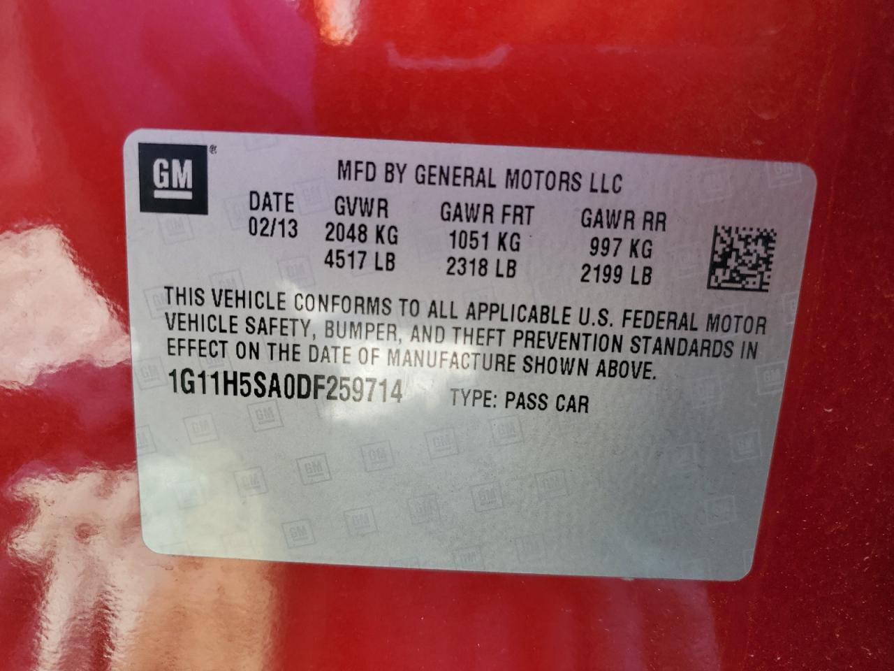 1G11H5SA0DF259714 2013 Chevrolet Malibu Ltz