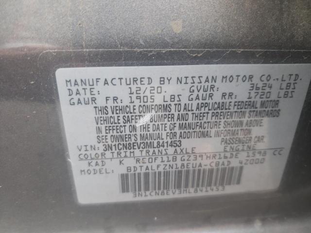 2021 Nissan Versa Sv VIN: 3N1CN8EV3ML841453 Lot: 46150654