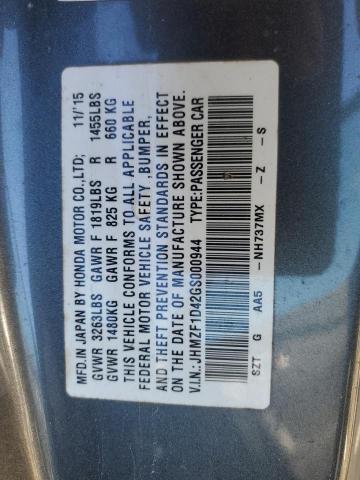 2016 HONDA CR-Z JHMZF1D42GS000944